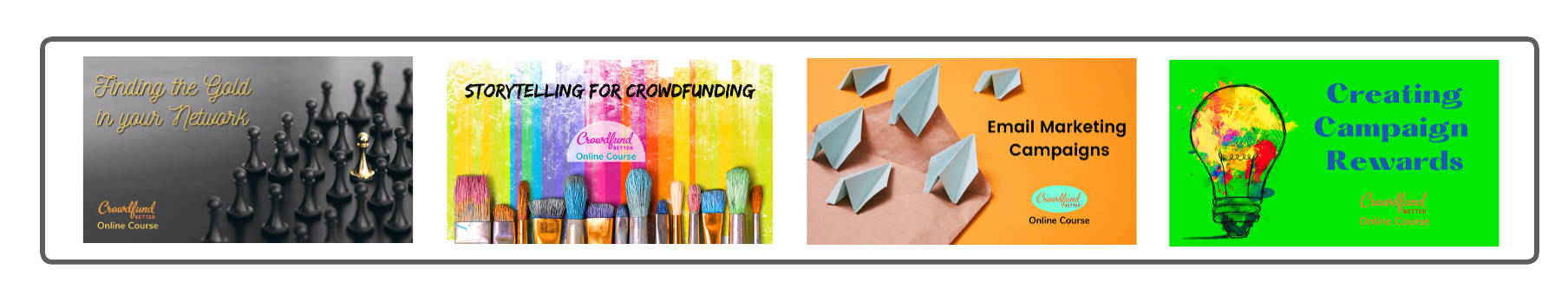 Crowdfund Better, Crowdfund Better Process™, Step 3 Training, crowdfunding online courses, crowdfunding courses, finding the gold in your network online course, storytelling for crowdfunding online course, email marketing for crowdfunding online course, creating campaign rewards online course